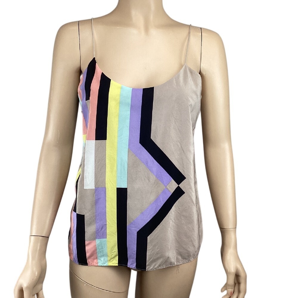 Tibi‎ Geometric Print Cami Top Sleeveless Casual Blouse Size 6 Lined Lightweight